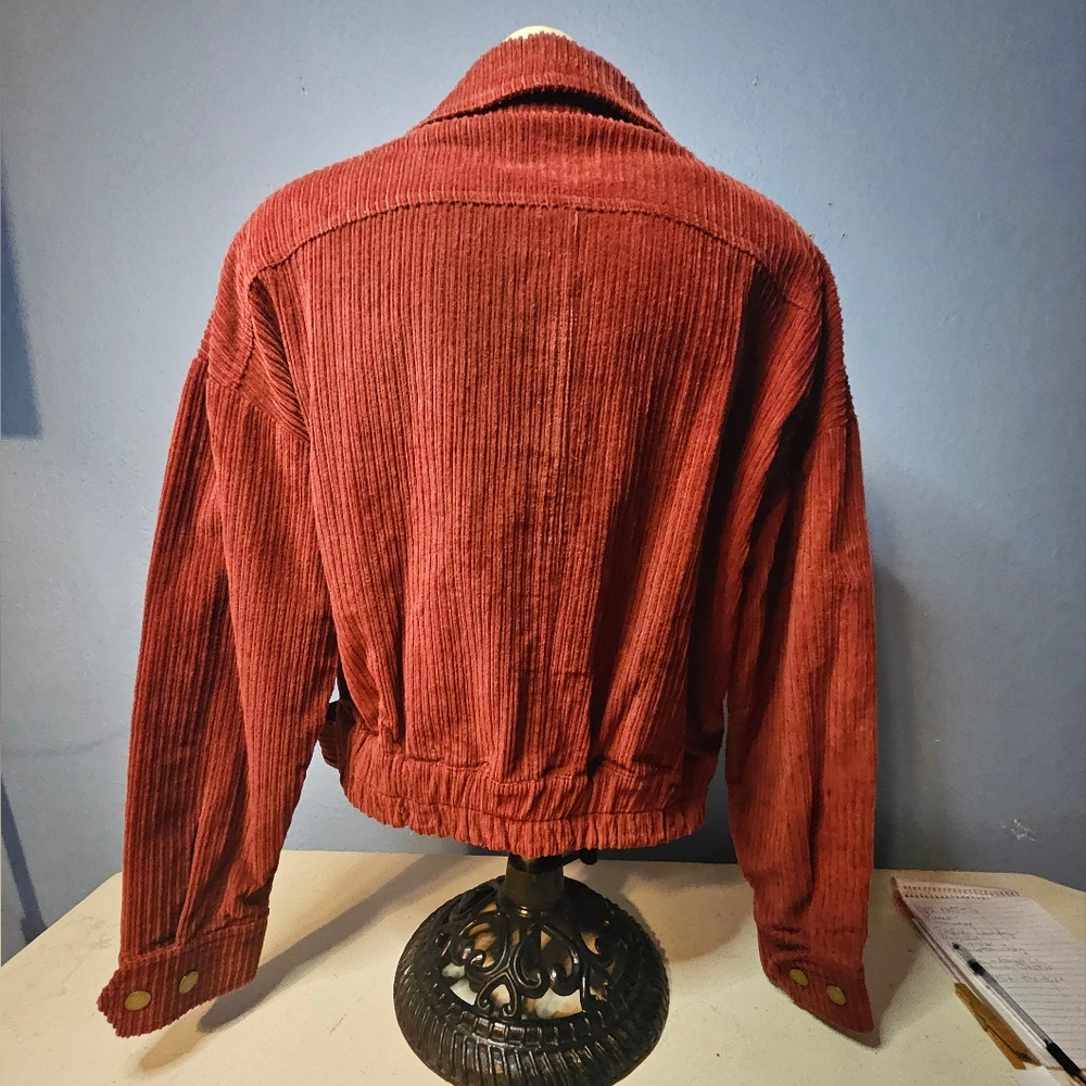 Dance & Marvel Rust Corduroy Jacket Belted with Zipper Womens Size Large - Picture 3 of 8